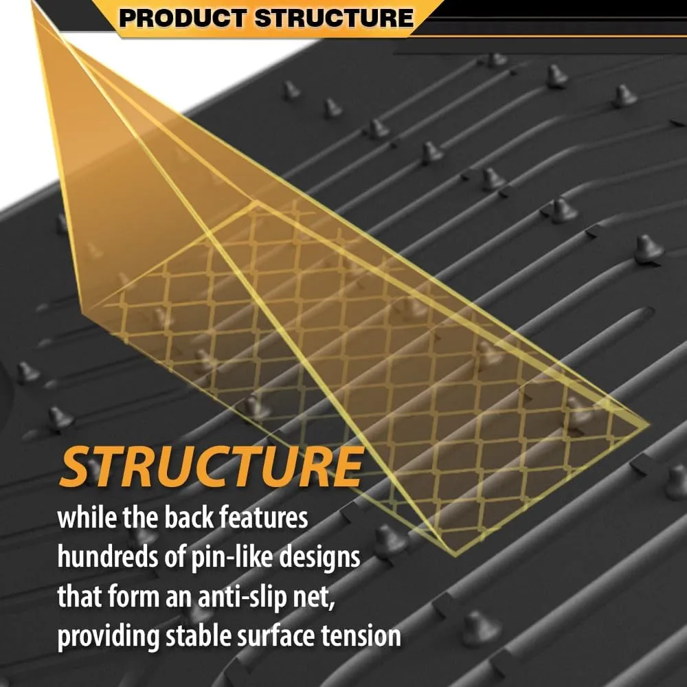 G-PLUS Floor Mats, Fit for 2017-2025 Chrysler Pacifica (No Hybrid Models), Fit 7& 8 Passenger Model Cargo Liners, Black All Weather Full Cover Protection TPE 1st & 2nd & 3rd Row Floor Liners