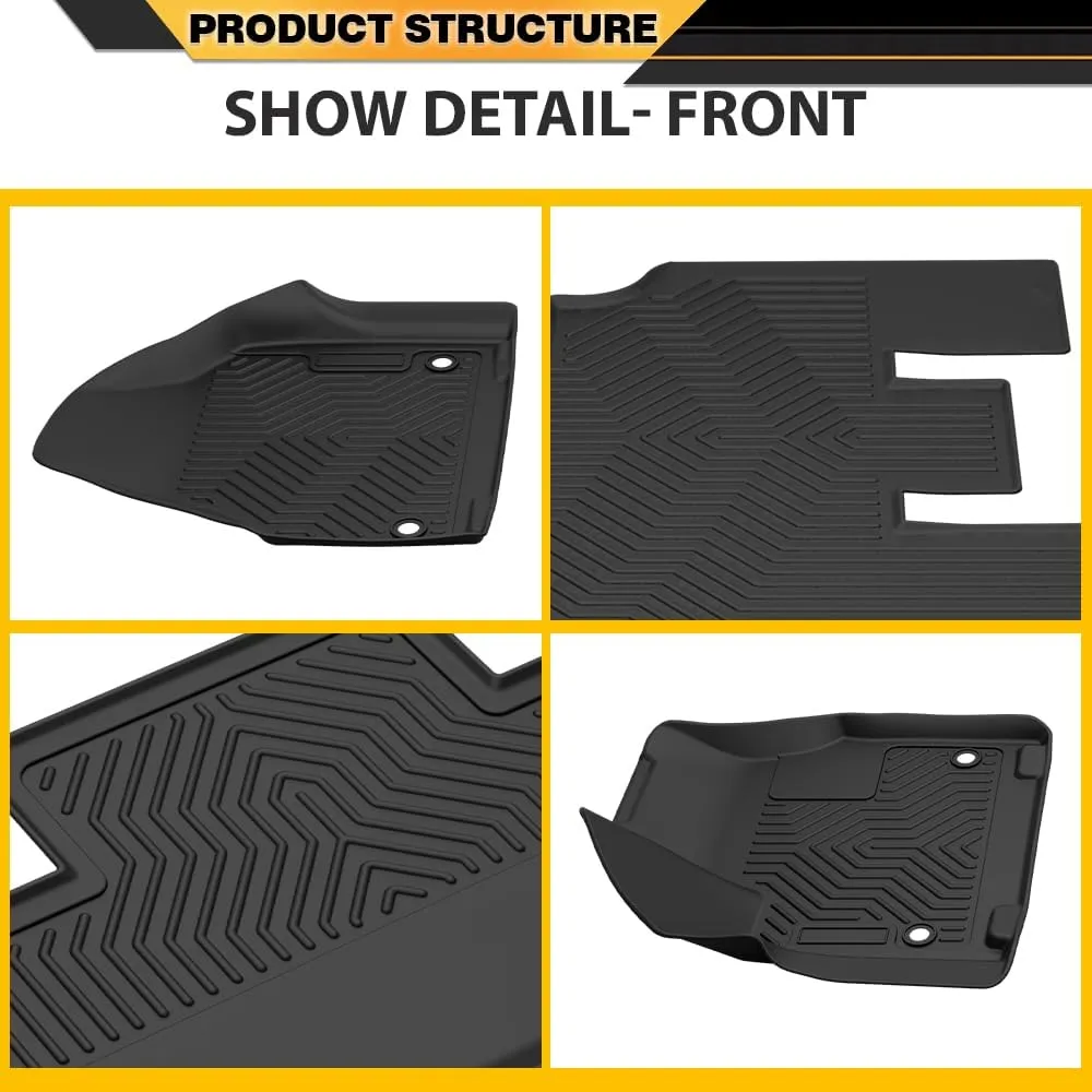 G-PLUS Floor Mats, Fit for 2017-2025 Chrysler Pacifica (No Hybrid Models), Fit 7& 8 Passenger Model Cargo Liners, Black All Weather Full Cover Protection TPE 1st & 2nd & 3rd Row Floor Liners