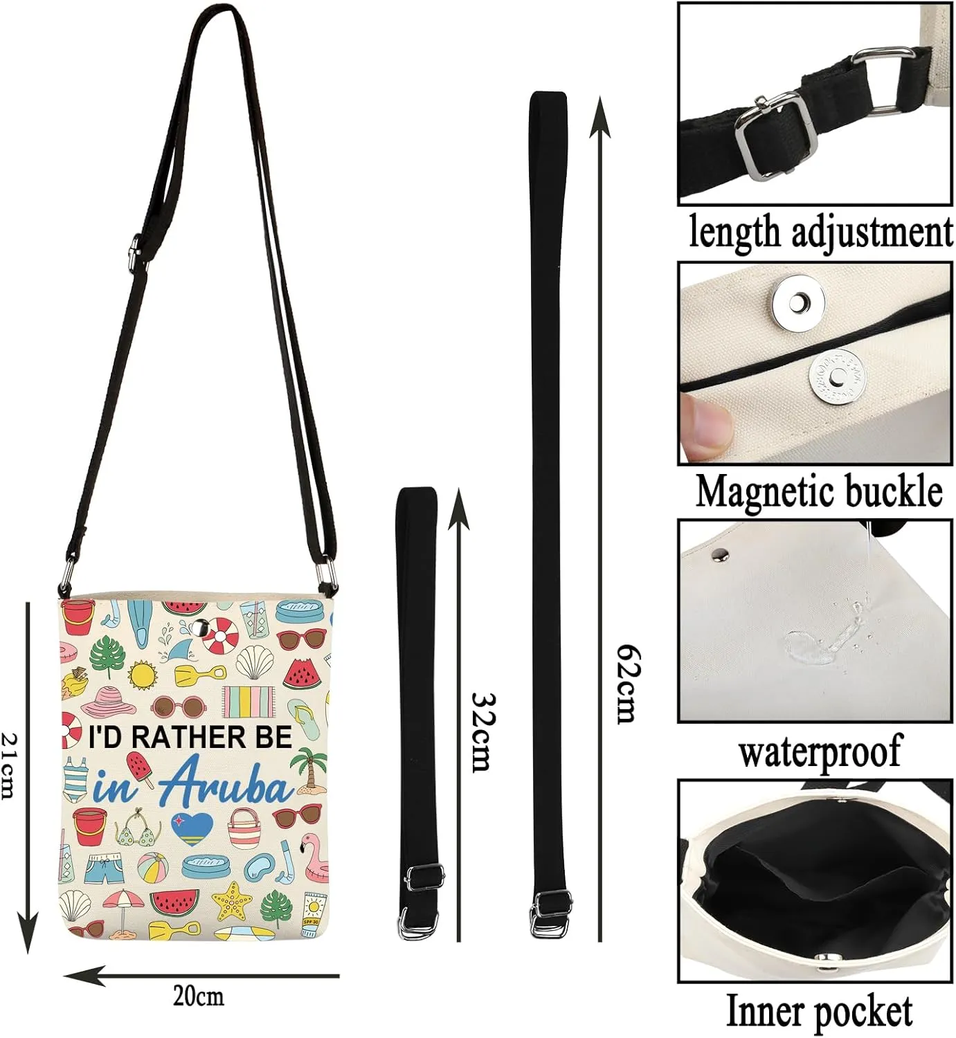 G2TUP Aruba Lover Gift I'd Rather Be in Aruba Makeup Bag Aruba Trip Cosmetic Bag Aruba Souvenirs Gift Aruba Travel Gift (Be in Aruba -X)