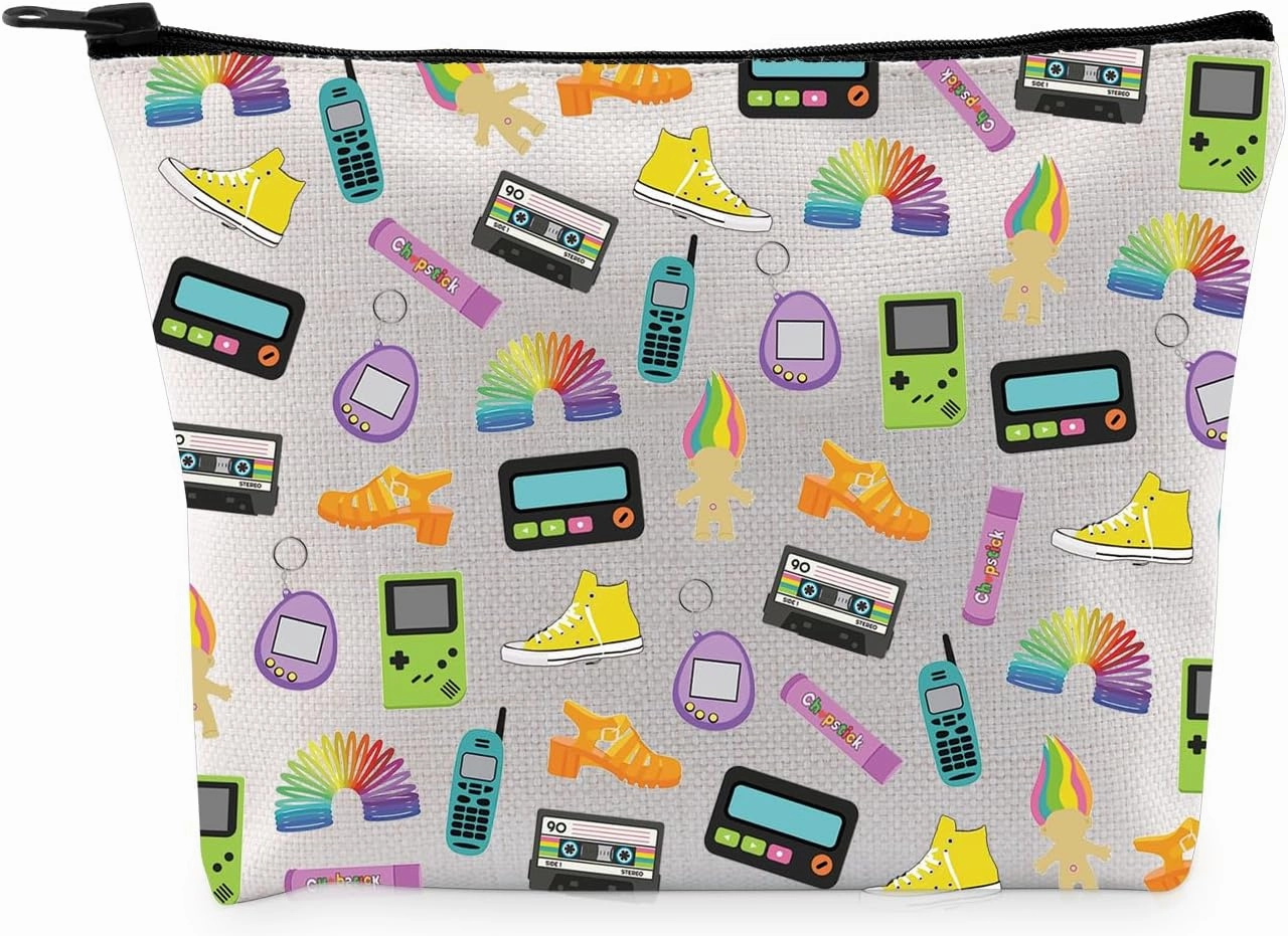 G2TUP Retro 90’s Inspired Gift 90's Party Makeup Bag Retro 90s Themed Cosmetic Bag Kidcore Lover Gift Kidcore merch (90's Party MB)
