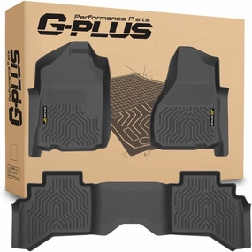 G-PLUS Floor Mats 3PCS Compatibile with Dodge Ram 1500 Quad Cab 2002-2008/Fit Ram 2500 3500 Quad Cab 2003-2009, All Weather Protection TPE 1st & 2nd Row Floor Liners Black