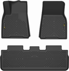 G-PLUS Floor Mats 3PCS, Compatible with Tesla Model Y 2025 5 Seat (NOT Fit 7 Seat), 1st & 2nd Row, All Weather Full Cover Protection Accessories Car Cargo Liners