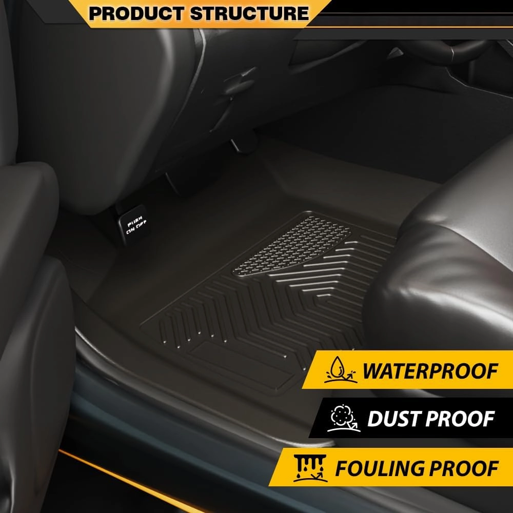 G-PLUS Floor Mats 3PCS, Compatible with Tesla Model Y 2025 5 Seat (NOT Fit 7 Seat), 1st & 2nd Row, All Weather Full Cover Protection Accessories Car Cargo Liners