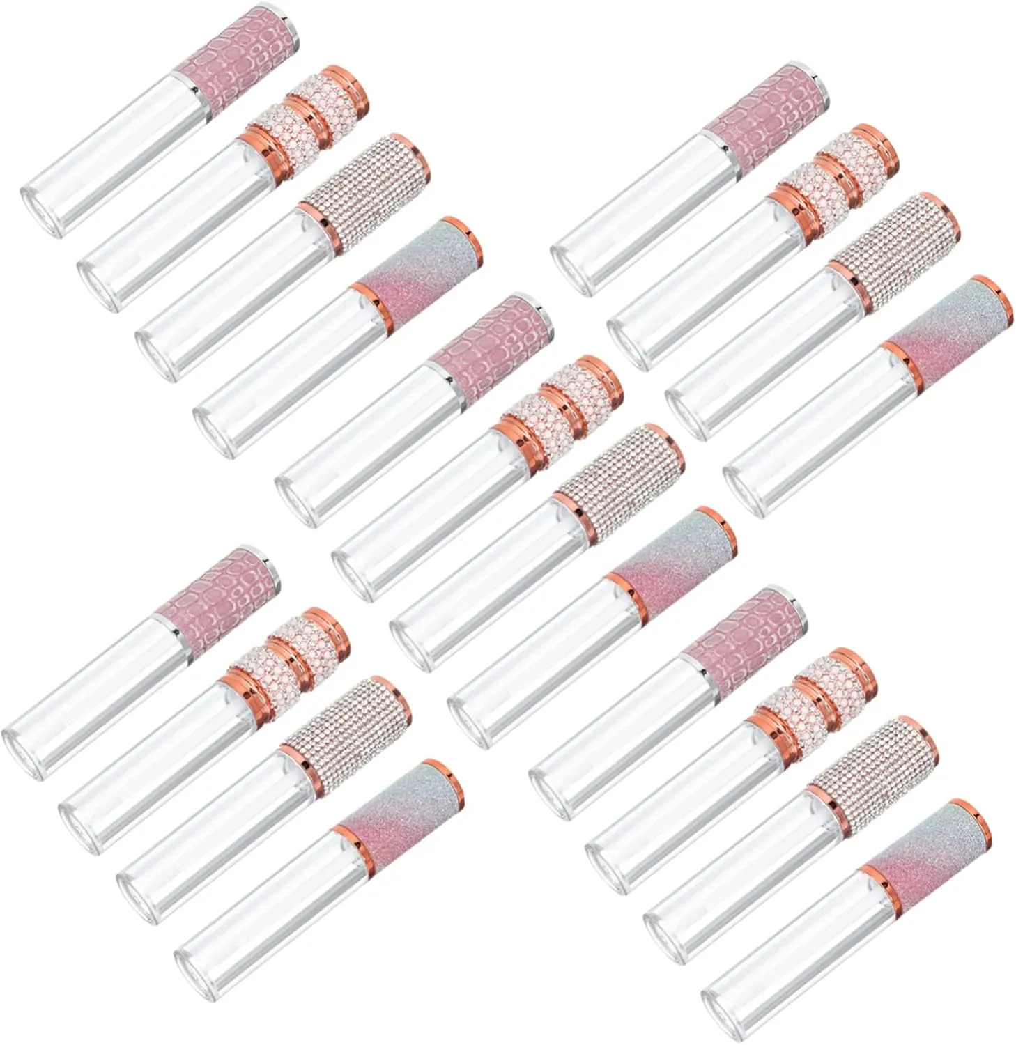 Gatuida 20Pcs Travel Lip Gloss Tube Empty Refillable Containers with Designs for DIY Lip Products and Convenient Purse Storage