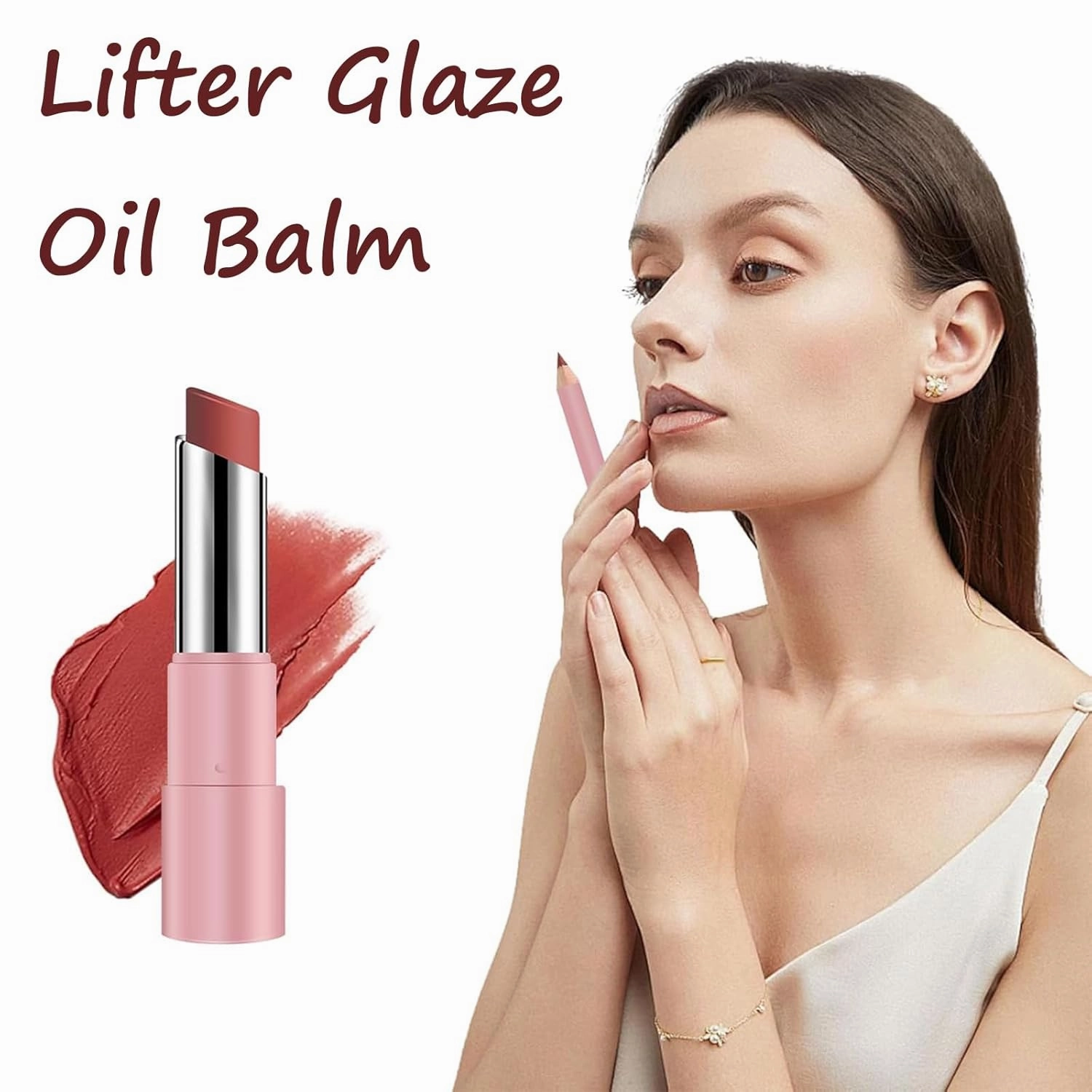 Genli Lifter Glaze Oil Balm,2025 New Genli Lip Balms,Lifter Glaze Lip Balm,Lipstick and Lips Liner 2 in 1,with 24hrs of Smooth,Sweet Shine,Fuller Lips (06#-2Set)