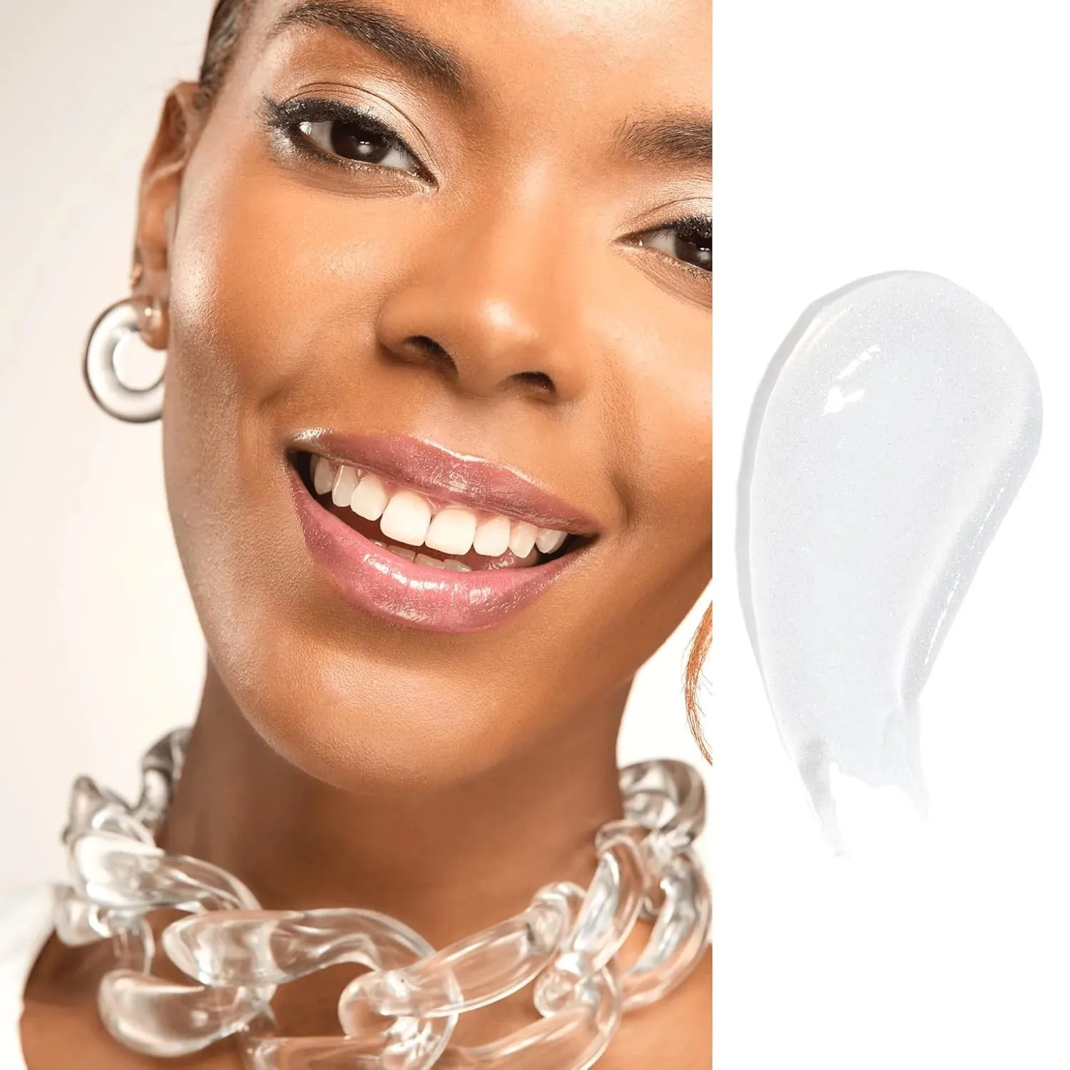 Gerard Cosmetics Emily D Baker X Lighted Lip Gloss (Facts), Clear Lipstick with Iridescent Pearl Finish, Moisturizing Lip Gloss with Light & Mirror, Cruelty Free, Made in the USA