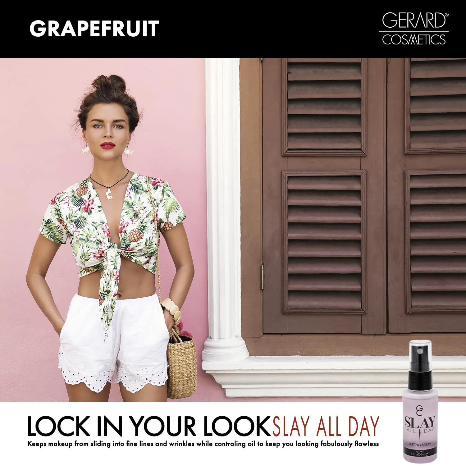 Gerard Cosmetics Makeup Setting Spray Mini (Grapefruit), Slay All Day Scented Makeup Finishing Spray, Oil Control, Matte Finish, Cruelty Free, Made USA 30 mL (1.01 oz)