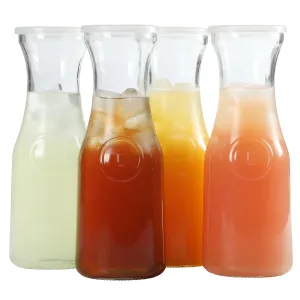 Gibson Home Windchill Set of 4 Large Glass Carafe with Lid, 2 Liter Clear Glass Pitcher, Beverage Serveware Carafe for Mimosa Bar Brunch Cold Water Juice Milk Iced Tea Lemonade - Dishwasher Safe