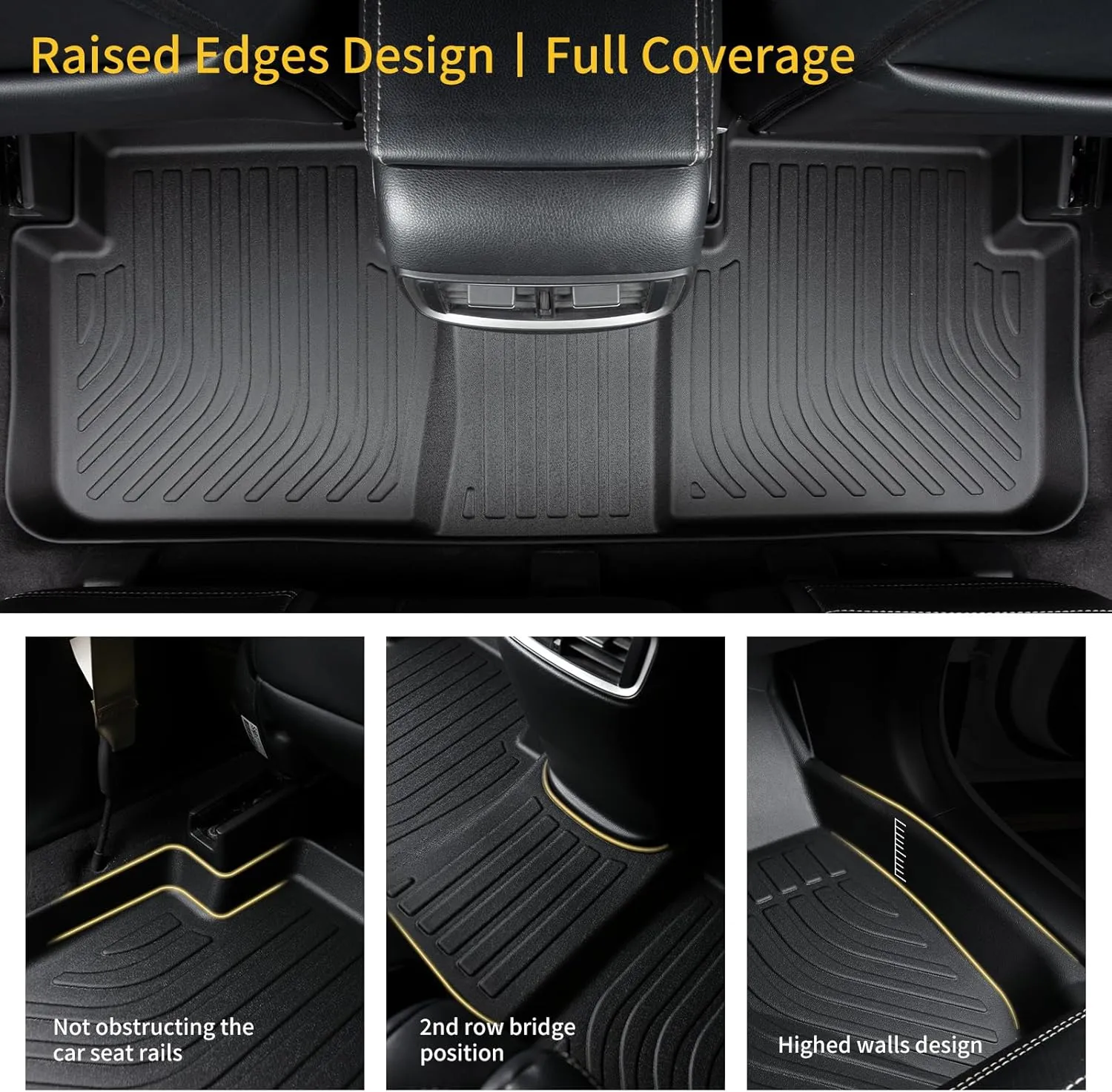 GINOWY-Floor Mats & Cargo Liner for Honda Civic Hybrid 2025(Only for Hatchback), TPE All Weather Civic Car Floor Mats Non-Slip Trunk Mat Floor Liners Waterproof Accessories Black