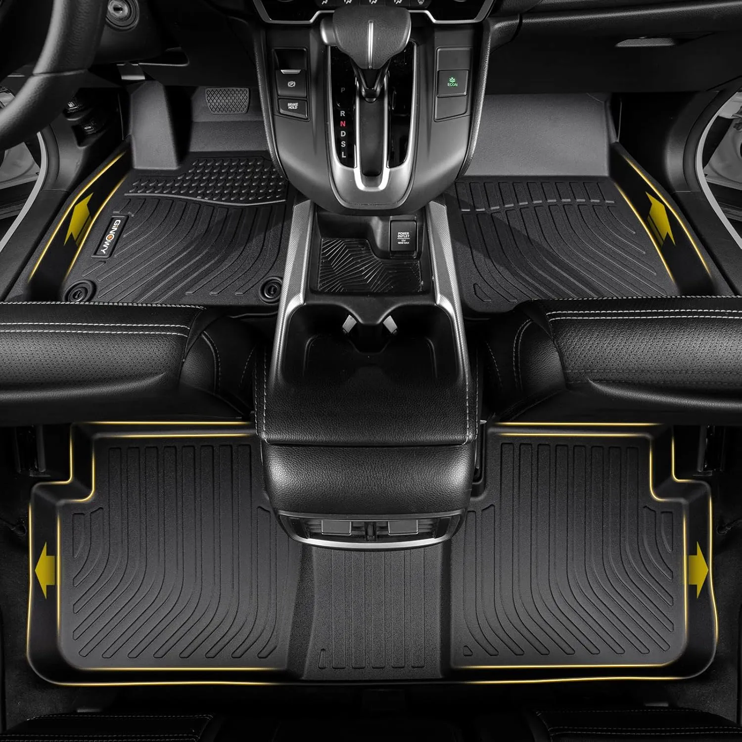 GINOWY-Floor Mats & Cargo Liner for Honda Civic Hybrid 2025(Only for Hatchback), TPE All Weather Civic Car Floor Mats Non-Slip Trunk Mat Floor Liners Waterproof Accessories Black