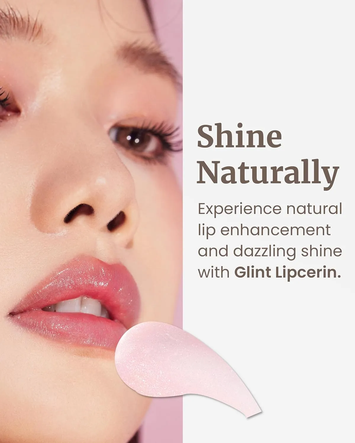 Glint Lipcerin (Pink Sparkle, 0.5fl oz) - Lasting Hydration, Plumping 5-in-1 Lip Care Gloss Balm with Glitter, Shea Butter. Korean Skin Care. Chapped, Dry, Cracked, Damaged Lips.