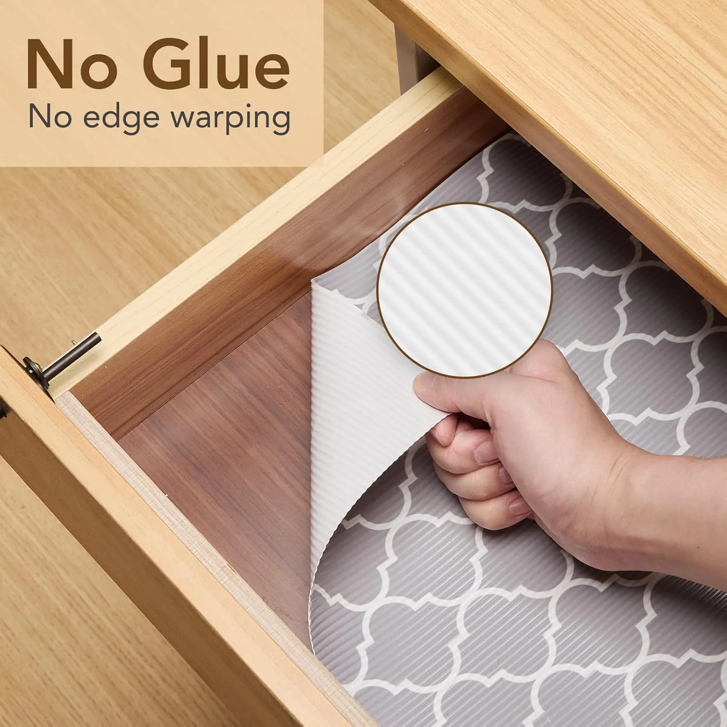 Glotoch Shelf Liner for Kitchen Cabinets Non Adhesive, 12" x20FT(240 Inch) Non Slip Drawer Liners, Waterproof Shelf Paper Closet Liners for Cupboard/Dresser/Bathroom Gray