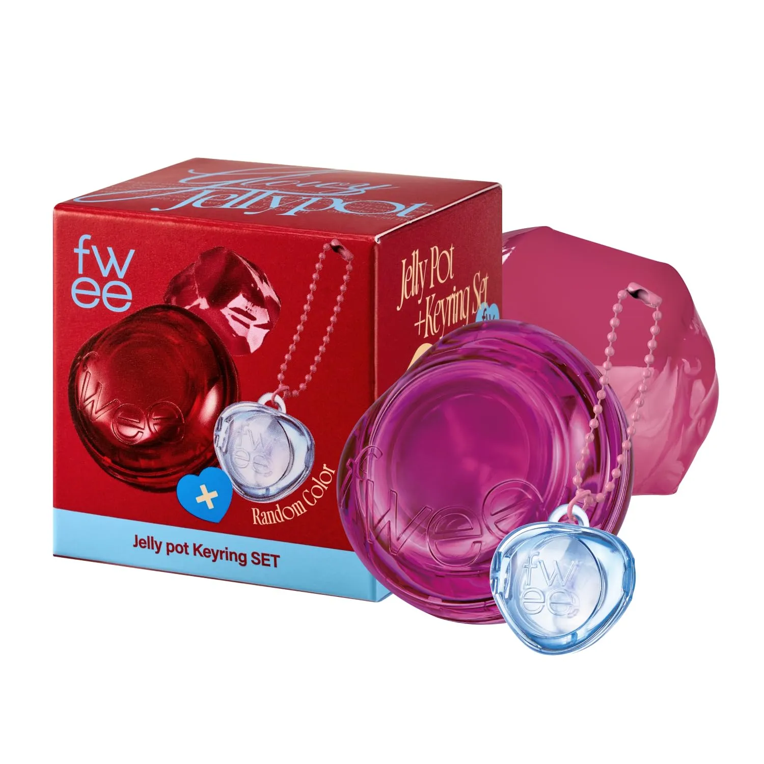 Glowy Jelly Pot   Keychain SET | Dewy Jelly Lip & Blush Color, Tinted Glow Jelly Balm, Dewy Buildable Finish – Berry Jam (Peony Pink) | 0.14 oz