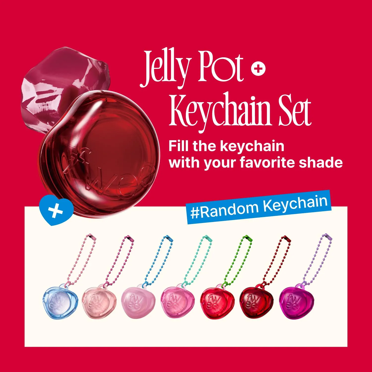 Glowy Jelly Pot   Keychain SET | Dewy Jelly Lip & Blush Color, Tinted Glow Jelly Balm, Dewy Buildable Finish – Juicy Punch (Vivid Rose) | 0.14 oz