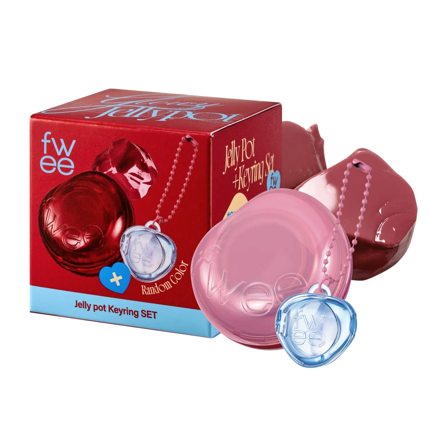 Glowy Jelly Pot   Keychain SET | Dewy Jelly Lip & Blush Color, Tinted Glow Jelly Balm, Dewy Buildable Finish – Rosy Glaze (Dusty Rose) | 0.14 oz
