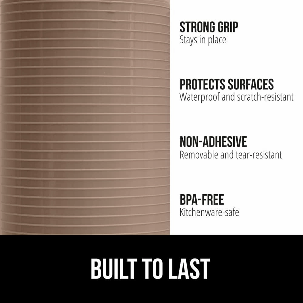 GORILLA GRIP DuraGuard Shelf Liner, 20x20 Non-Adhesive Cabinet Liners for Kitchen Drawers, Shelves, Refrigerator, Pantry Storage, Bathroom Closet, Durable Waterproof BPA Free Ribbed Plastic, Beige