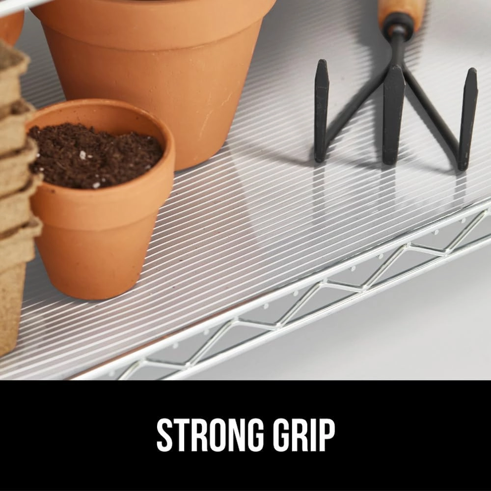GORILLA GRIP DuraGuard Shelf Liner, Non-Adhesive Cabinet Liners for Kitchen Drawers, Shelves, Refrigerator, Pantry Storage, Bathroom Closet, Durable Waterproof BPA Free Ribbed Plastic, 12x20 Clear