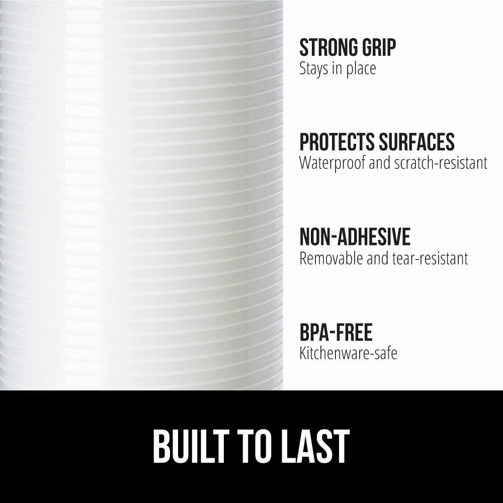 GORILLA GRIP DuraGuard Shelf Liner, Non-Adhesive Cabinet Liners for Kitchen Drawers, Shelves, Refrigerator, Pantry Storage, Bathroom Closet, Durable Waterproof BPA Free Ribbed Plastic, 12x20 Clear