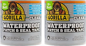 Gorilla Waterproof Patch & Seal Tape, Clear Tape, 4" x 8' (Pack of 2) - Permanent Weather Resistant Seal for Leaks and Repairs