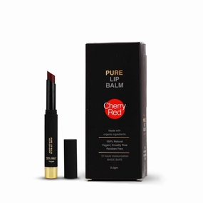 GT Cherry Red Pure Vegan Lip Balm - 2.0gm | 12 hr Moisturizing & Hydrating, 100% Natural, Organic & Cruelty Free | Tinted Lip Balm for Dark, Dry