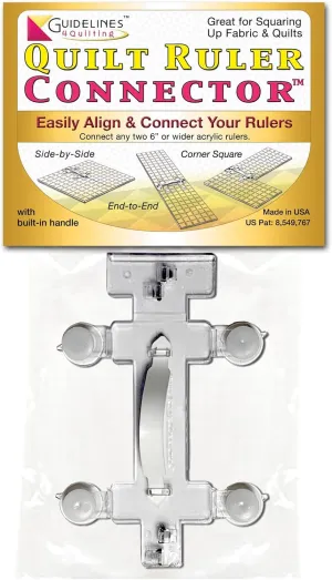 Guidelines4quilting - Quilt Ruler Connector/Handle for Rulers and Templates - Alignment Tabs and Lip Edge for Perfect Alignment - Unbreakable - Left-Handed Friendly - Suction Cups - Built-in Handle