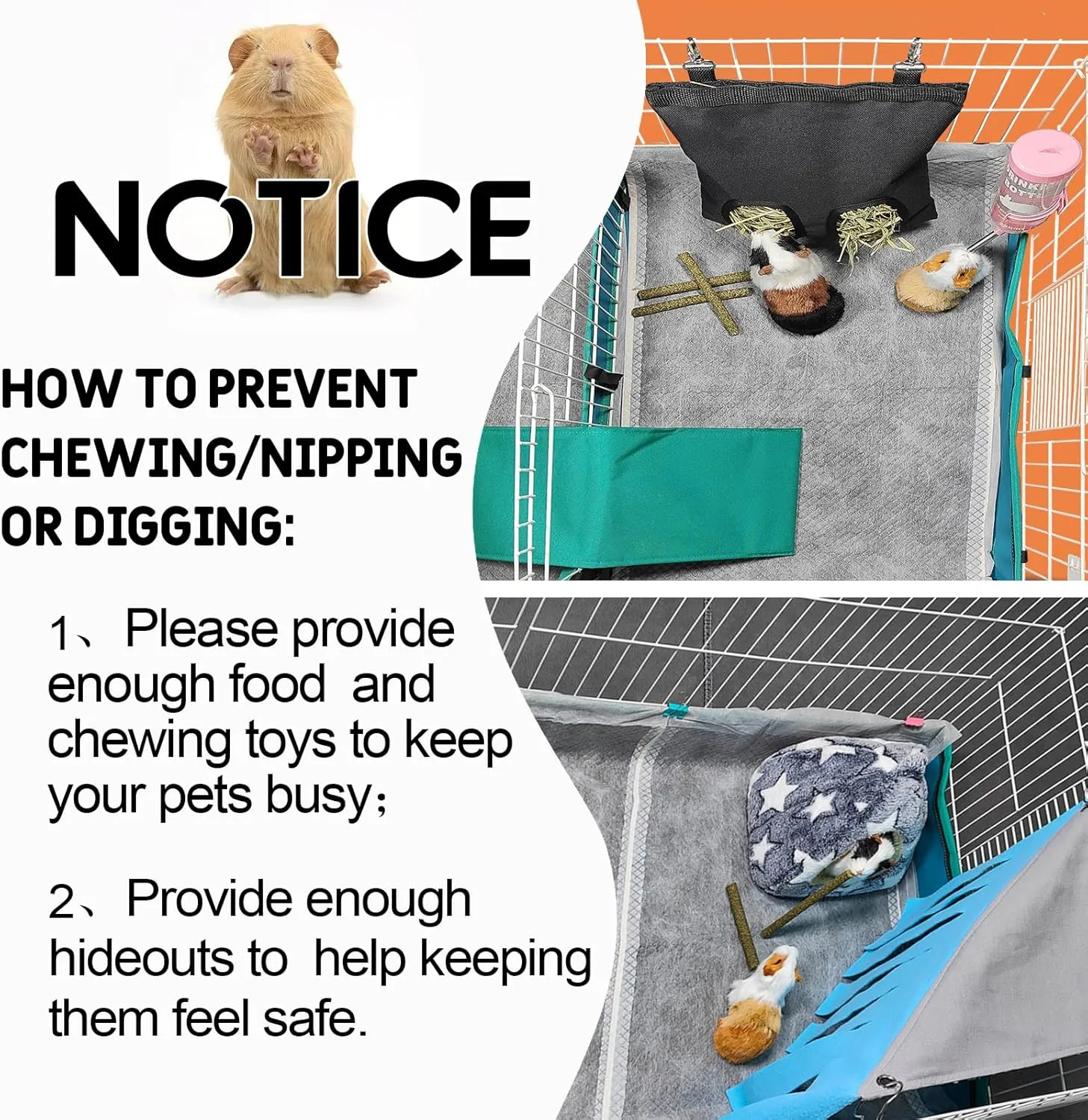 Guinea Pig Bedding, Disposable Guinea Pig Cage Liners, Charcoal Odor Controlling Absorbent Waterproof Pee Pads for Rabbits, Hamster and Other Small Animals. 24''x47''(for Midwest),20 Count