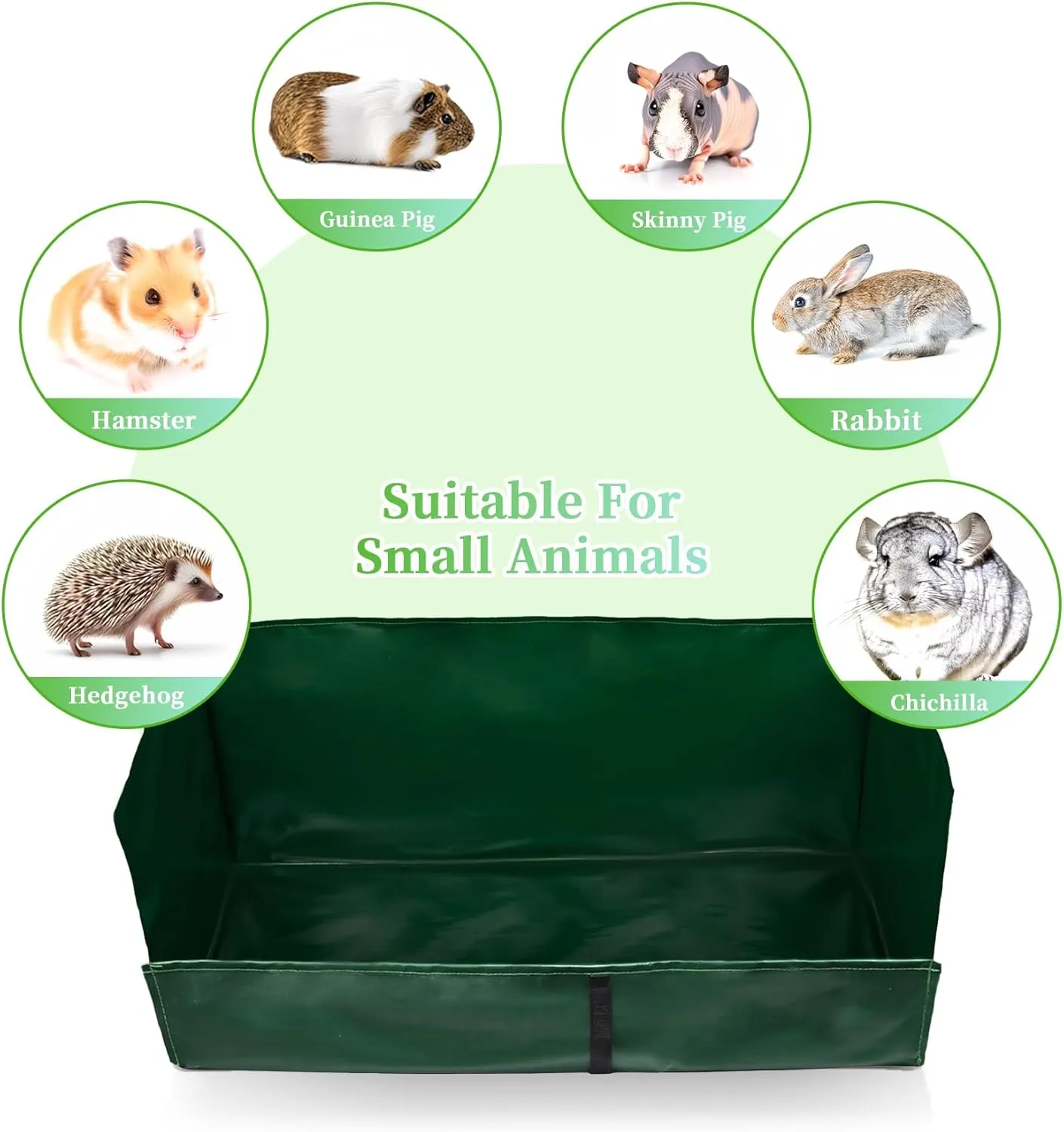 Guinea Pig Cage Liner, Litter Box & Hay Feedder for Guinea Pig Rabbits Hamsters Hedgehogs Ferrets and Other Small Animals. for Midwest Cage Kitchen 24"X13", Green