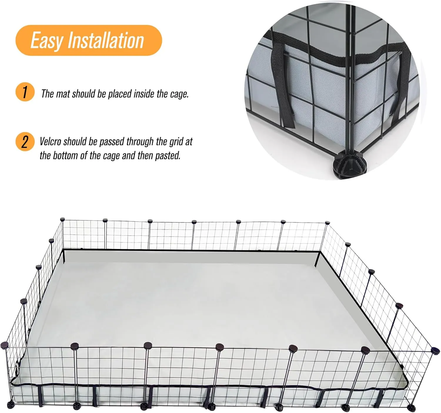 Guinea Pig Cage Liner Tarp Bottom Waterproof and Washable Base Also for Rabbits, Bunny, Chinchesillas, Hedgehog, Ferrets and Other Small Animals(48x72 inches)