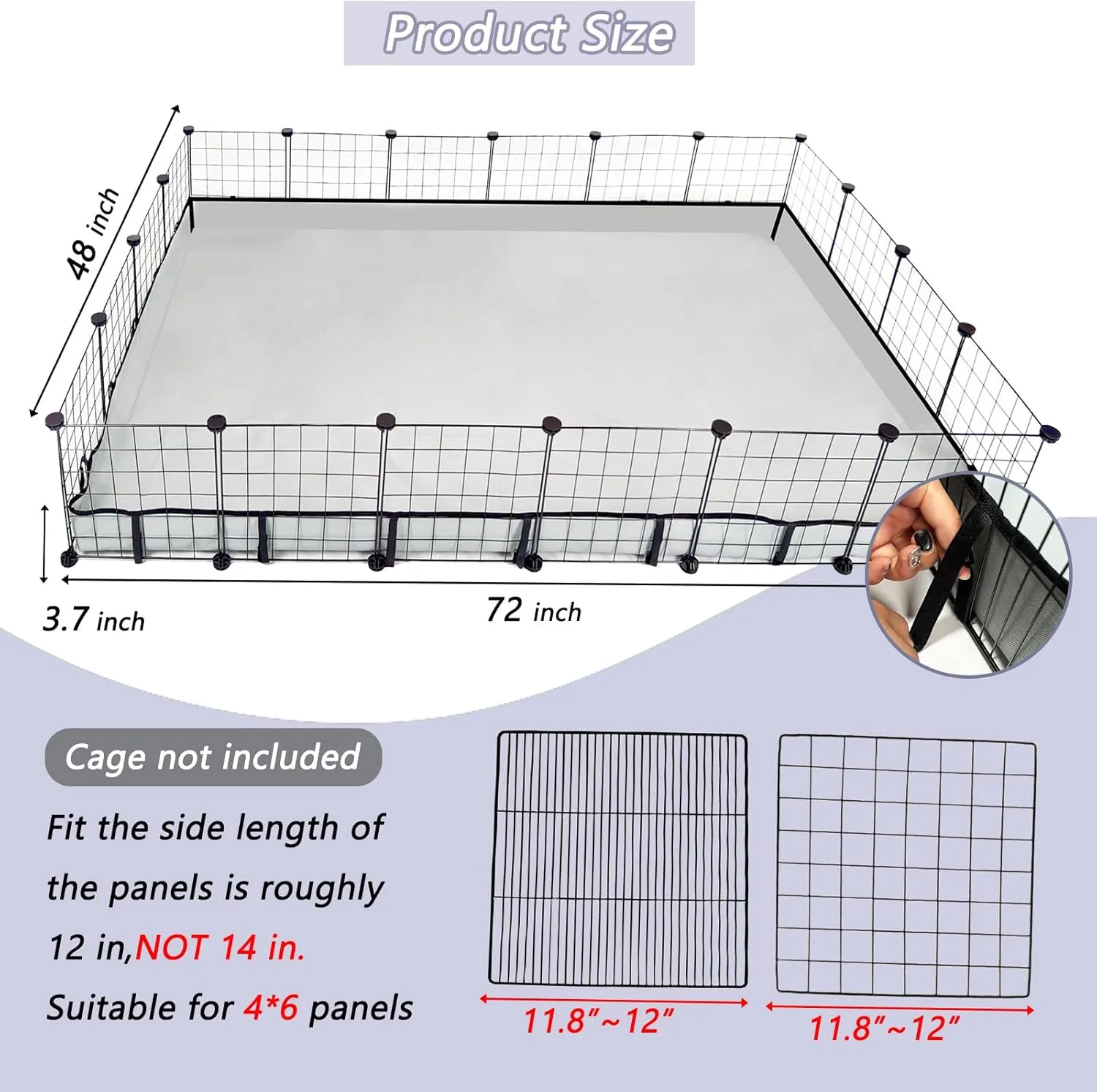 Guinea Pig Cage Liner Tarp Bottom Waterproof and Washable Base Also for Rabbits, Bunny, Chinchesillas, Hedgehog, Ferrets and Other Small Animals(48x72 inches)