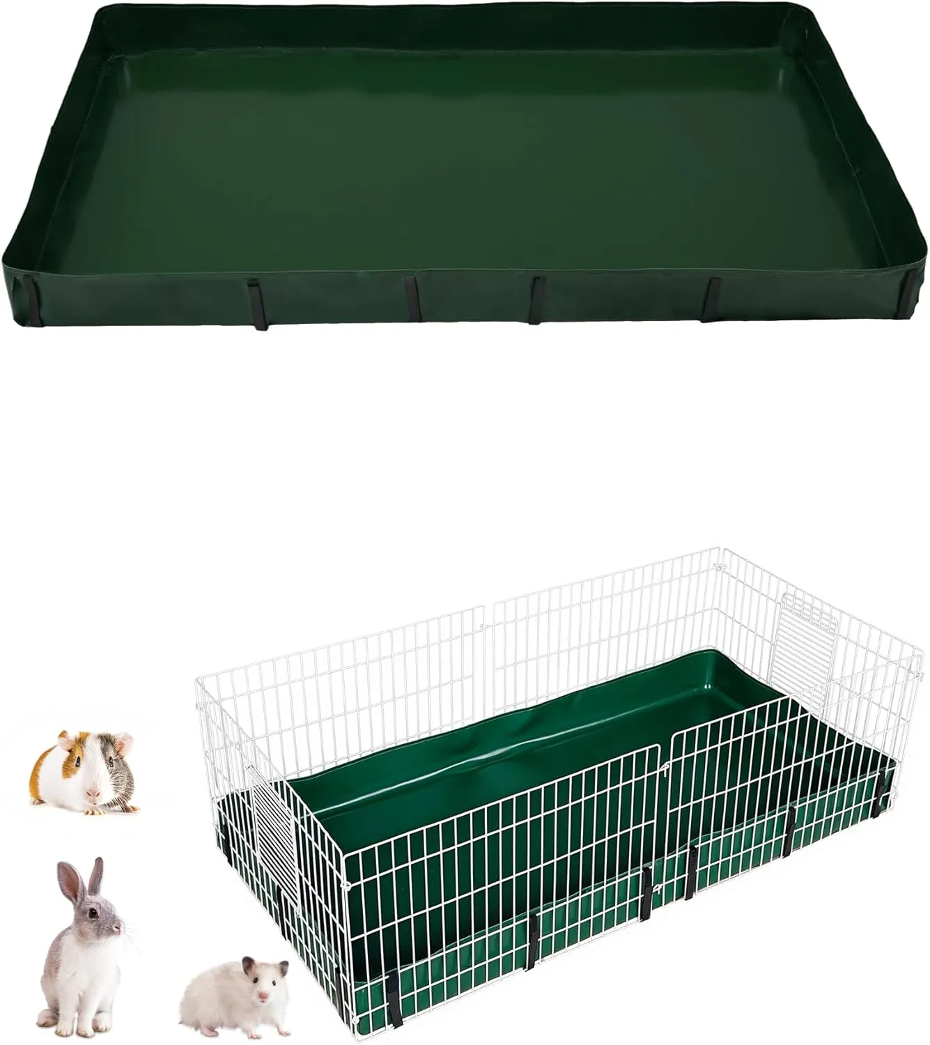 Guinea Pig Cage Liner, Waterproof/Leakproof Base for Guinea Pig Cages. Reusable Bottom for Rabbits Hamsters Hedgehogs and Other Small Animals. for Midwest Cage 24"x47", Green