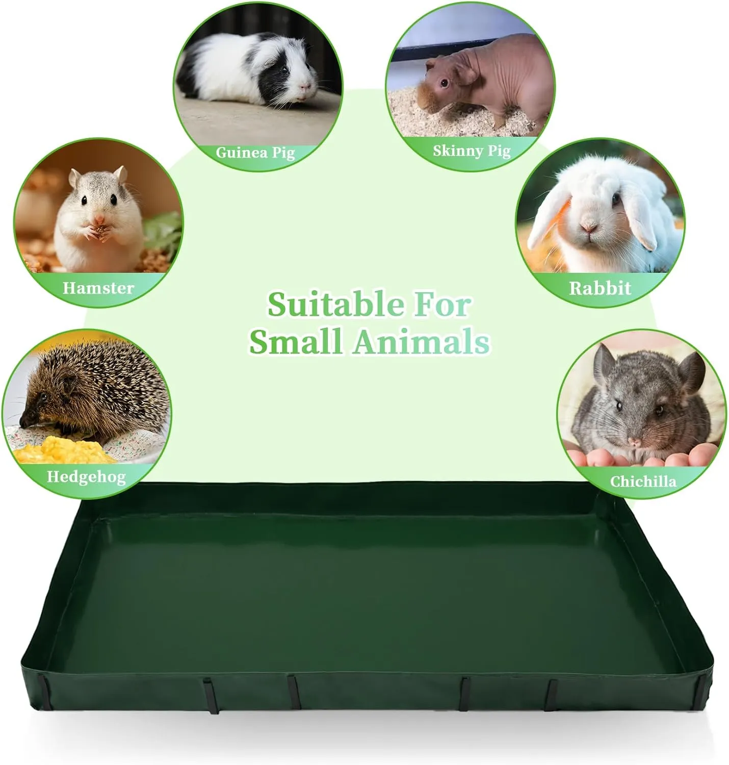 Guinea Pig Cage Liner, Waterproof/Leakproof Base for Guinea Pig Cages. Reusable Bottom for Rabbits Hamsters Hedgehogs and Other Small Animals. for Midwest Cage 24"x47", Green