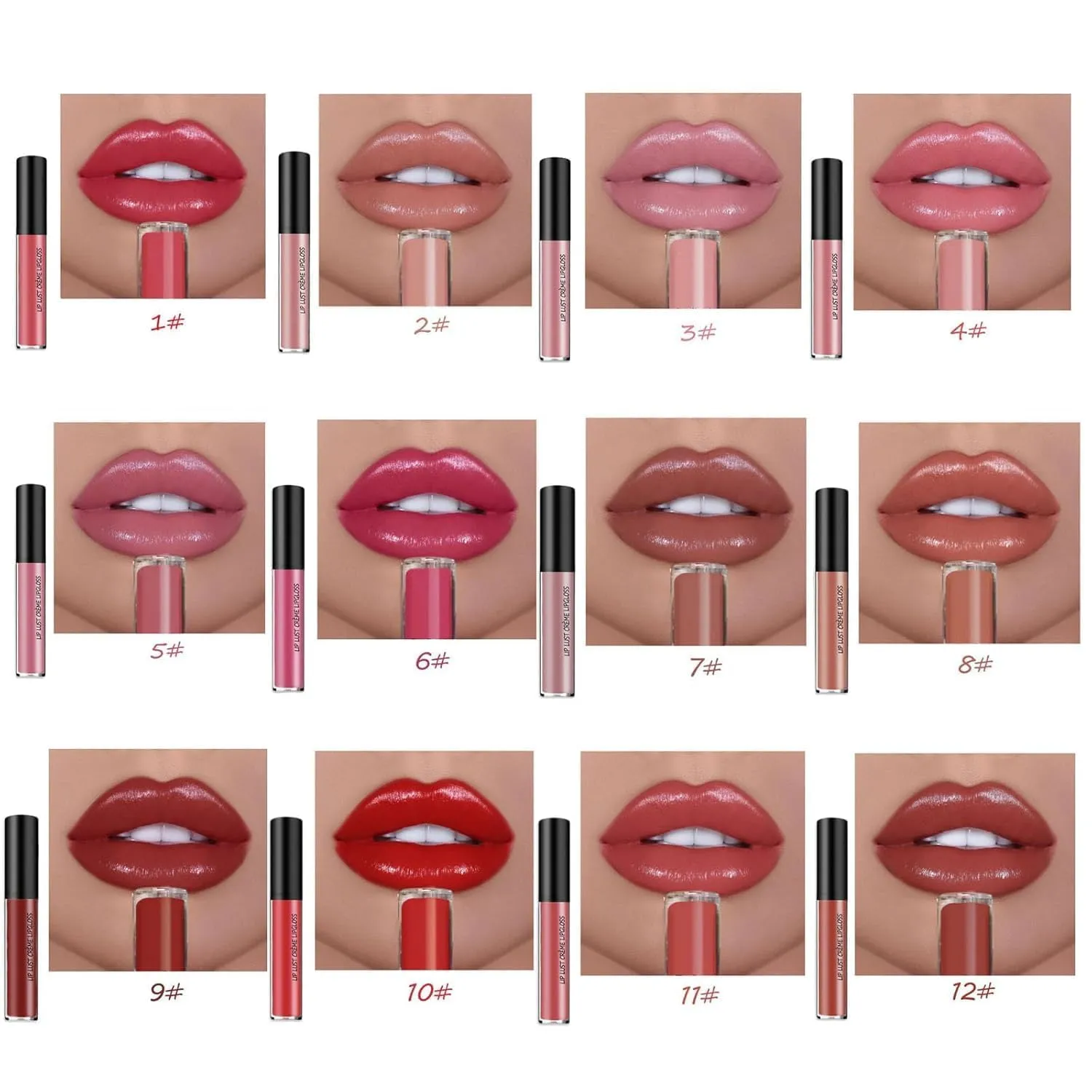 Hailnrothwad Lipstick, Hailnrothwad Lip Gloss, Hailnrothwad 12 Colors Cream Texture Lipstick, Non-stick to Cup, Non-fading, Long-Lasting Moisturizing (01#-06#)
