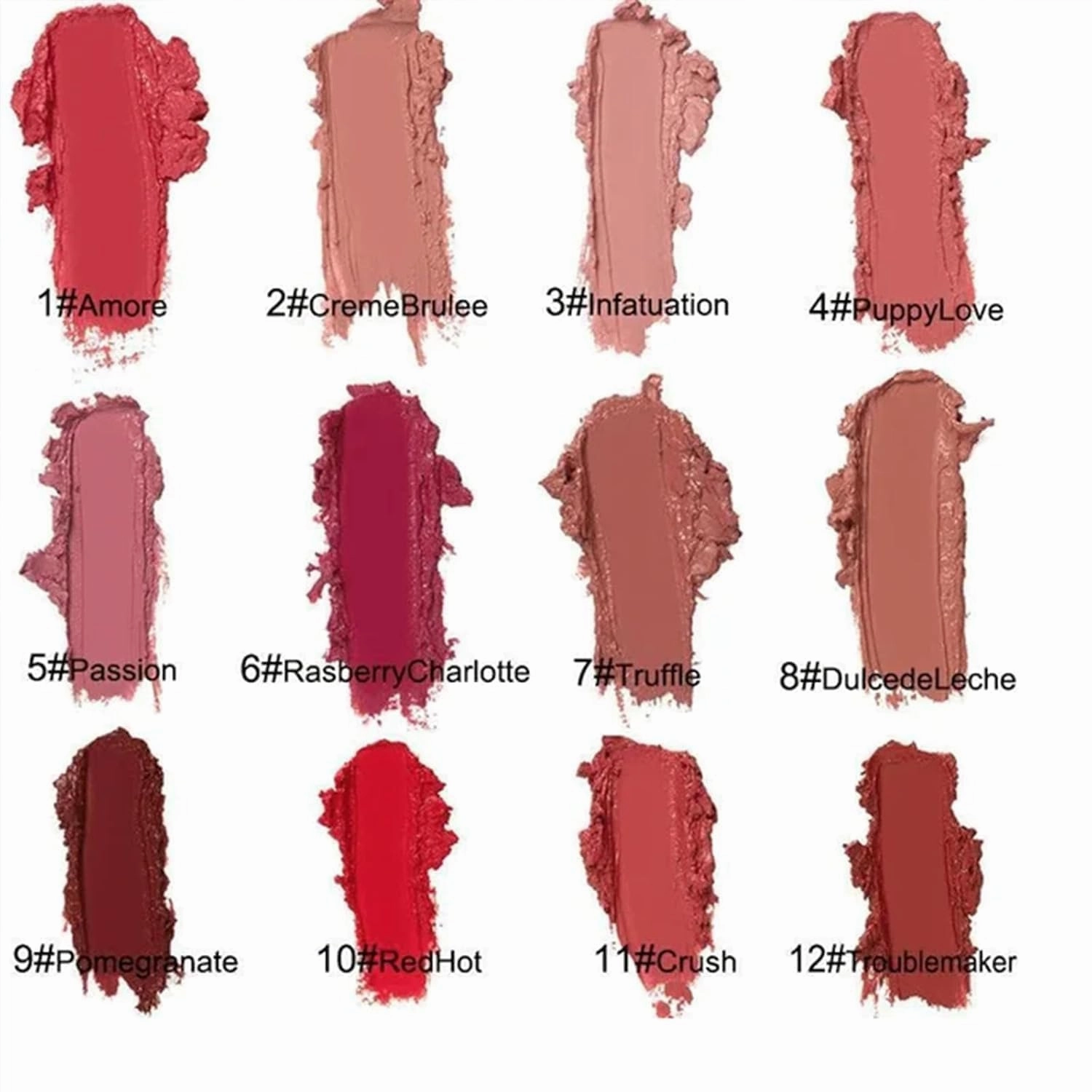 Hailnrothwad Lipstick, Hailnrothwad Lip Gloss, Hailnrothwad 12 Colors Cream Texture Lipstick, Non-stick to Cup, Non-fading, Long-Lasting Moisturizing (01#-12#)