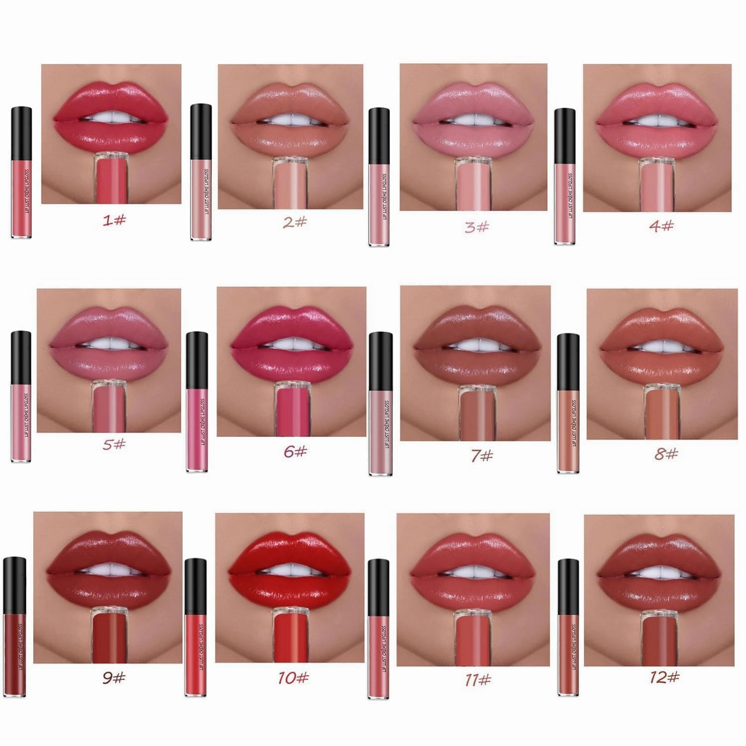 Hailnrothwad Lipstick, Hailnrothwad Lip Gloss, Hailnrothwad 12 Colors Cream Texture Lipstick, Non-stick to Cup, Non-fading, Long-Lasting Moisturizing (01#-12#)