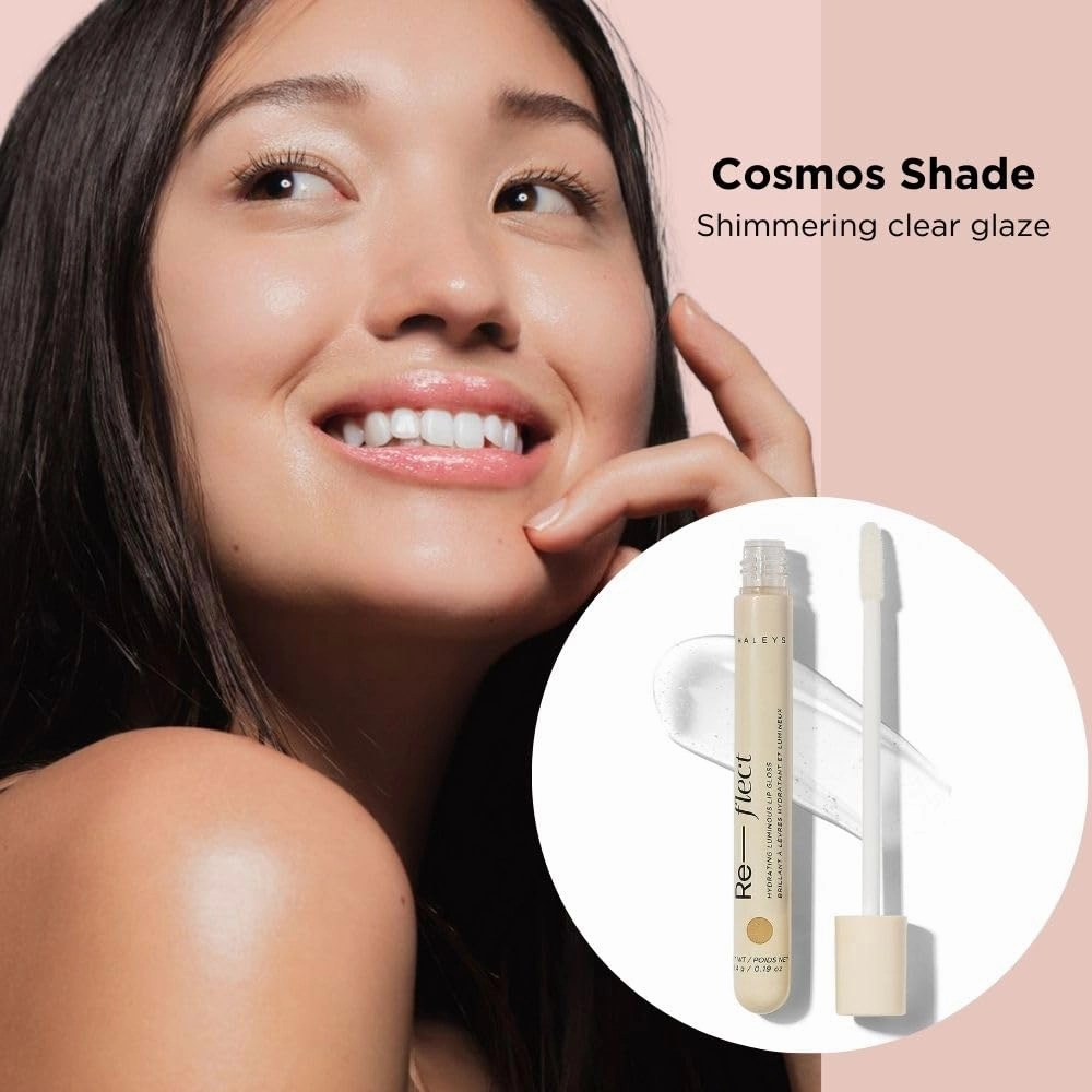 HALEYS Hydrating Luminous Lip Gloss (Cosmos), Re-flect and hydrate, nourish, non-sticky, weightless, Phenoxyethanol-free, peppermint oil-infused, Vegan and Cruelty-free