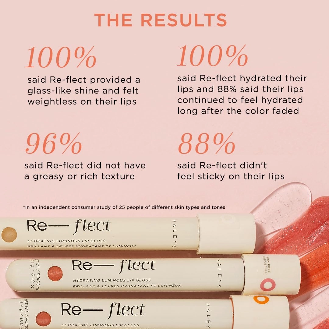 HALEYS Hydrating Luminous Lip Gloss (Cosmos), Re-flect and hydrate, nourish, non-sticky, weightless, Phenoxyethanol-free, peppermint oil-infused, Vegan and Cruelty-free