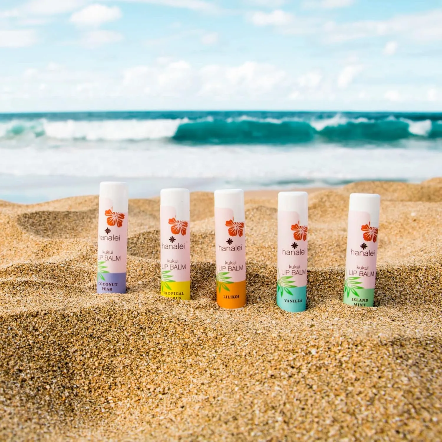 Hanalei Lip Balm & Moisturizer Variety Pack (5 Tubes) – Hydrating Care with Natural Kukui Oil & Beeswax – Soothes, Repairs & Nourishes Dry, Chapped Lips – Long-Lasting Moisture & Protection