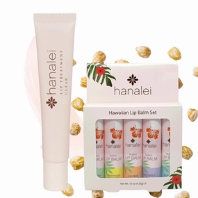 Hanalei Kukui Oil Lip Treatment 15g Clear AND 5-Piece Tropical Lip Balm Set | Made with Hawaiian Botanicals | Cruelty-Free and Paraben-Free