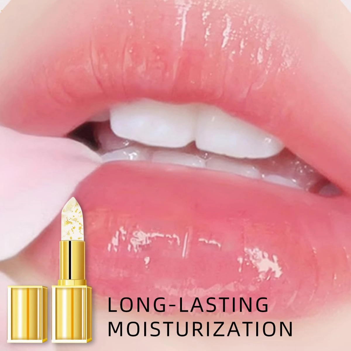Hardpointing Color Changing Lipstick,Trylevora Beneficial Lipstick Imaginaryl Lip Stain,Lufora Crystal Clear Color Changing With Gold Flakes,Long-Lasting Moisturizing Lip Balm (1pcs)
