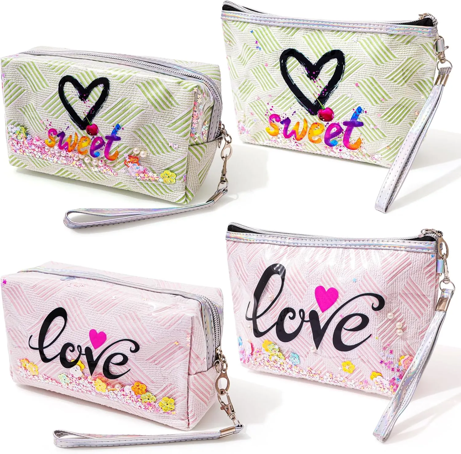 Heart & Love Cosmetic Bag for Women & Girls | Gift-Ready Waterproof PU Leather Makeup Organizer | Travel-Friendly Compact & Large Sizes (7” & 9”)