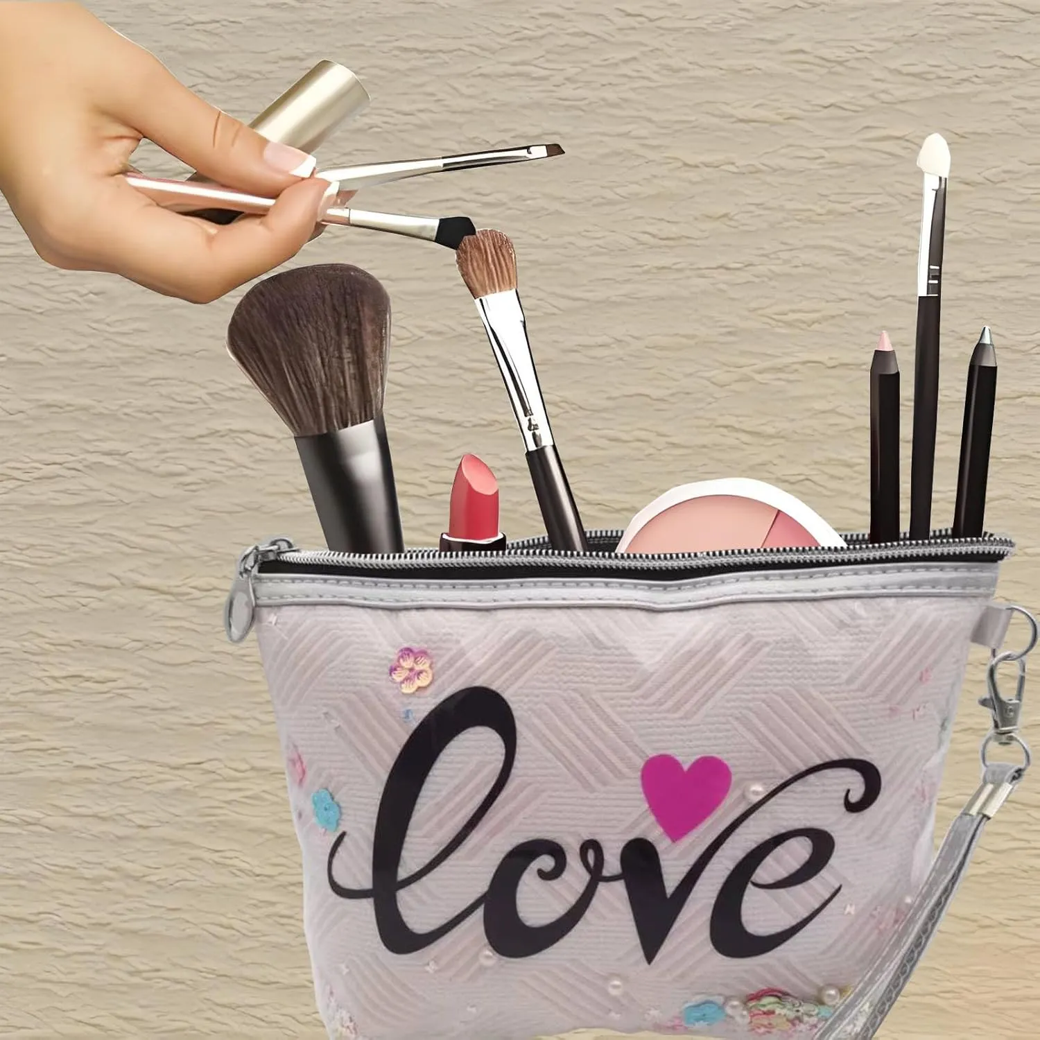 Heart & Love Cosmetic Bag for Women & Girls | Gift-Ready Waterproof PU Leather Makeup Organizer | Travel-Friendly Compact & Large Sizes (7” & 9”)