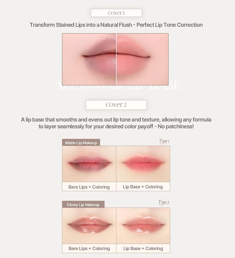 Heart Percent Dote On Mood All Cover Lip Base, Comfortable & Flawless Lip Tone & Texture Correction w/Lightweight Texture, #06. Fig Brown