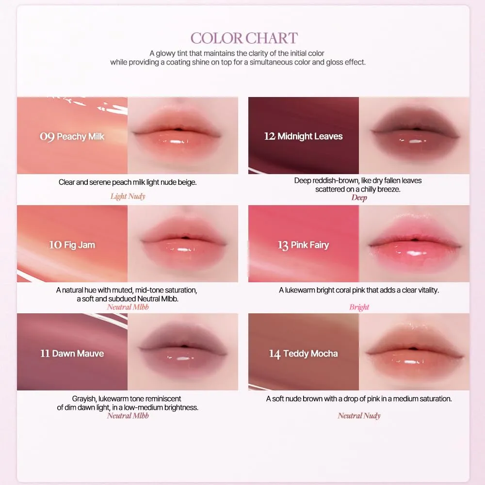 Heart Percent Dote On Mood One Way Glowy Tint, Glass-like High Shine Glossy Finish w/Long-Lasting Luminous Color Lip Stain for Glowy Look, #04. Pink Babe