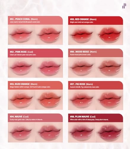 Heart Percent Dote On Mood Pure Glow Tint, Watery & Lightweight Moisturizing Lip Stain Long Lasting Liquid Lipstick 6.8g, 16.Geek & Mauve