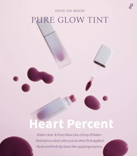 Heart Percent Dote On Mood Pure Glow Tint, Watery & Lightweight Moisturizing Lip Stain Long Lasting Liquid Lipstick 6.8g, #06. Mood Beige