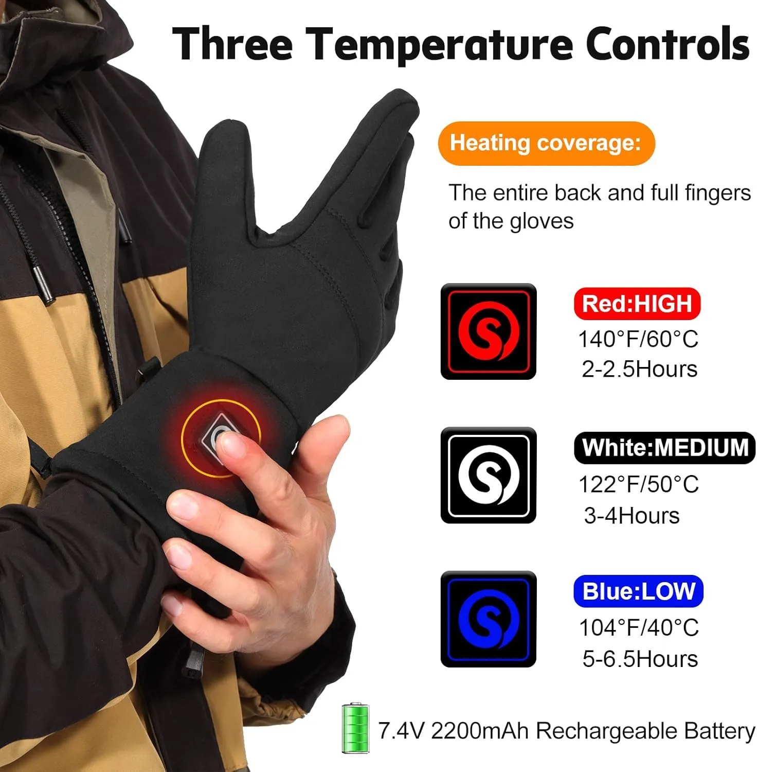 Heated Gloves for Women Men Rechargeable Waterproof,Glove Liners Ski Snow Gloves for Cold Weather Winter Hand Warmers