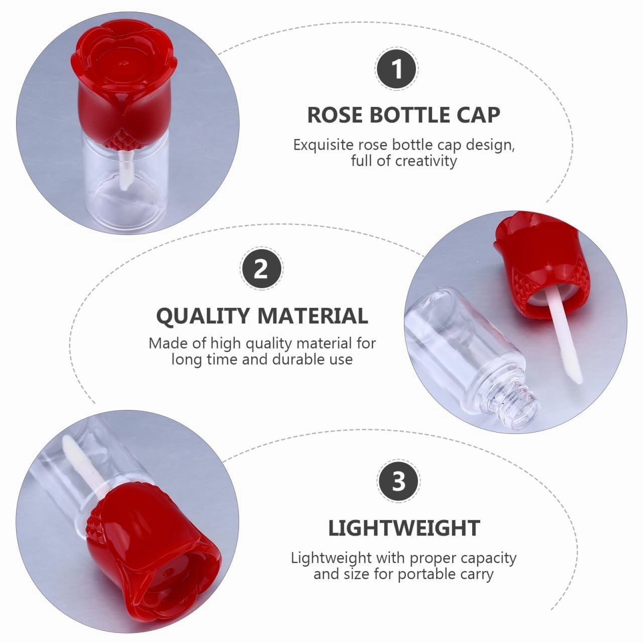 Hemoton 15pcs Rose Cover Lip Glaze Tube Lip Gloss Bottles Sample Containers DIY Lip Balms Tube Clear Gloss Lip Gloss Clear Lip Gloss Containers Bulk Lip Gloss Filling Luster Plastic