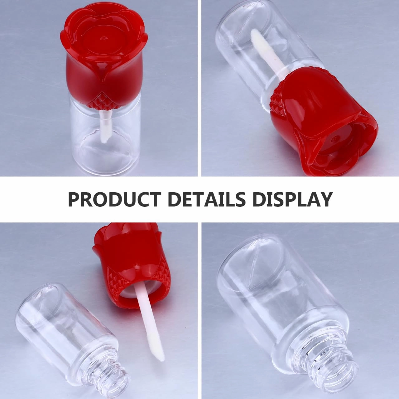 Hemoton 15pcs Rose Cover Lip Glaze Tube Lip Gloss Bottles Sample Containers DIY Lip Balms Tube Clear Gloss Lip Gloss Clear Lip Gloss Containers Bulk Lip Gloss Filling Luster Plastic