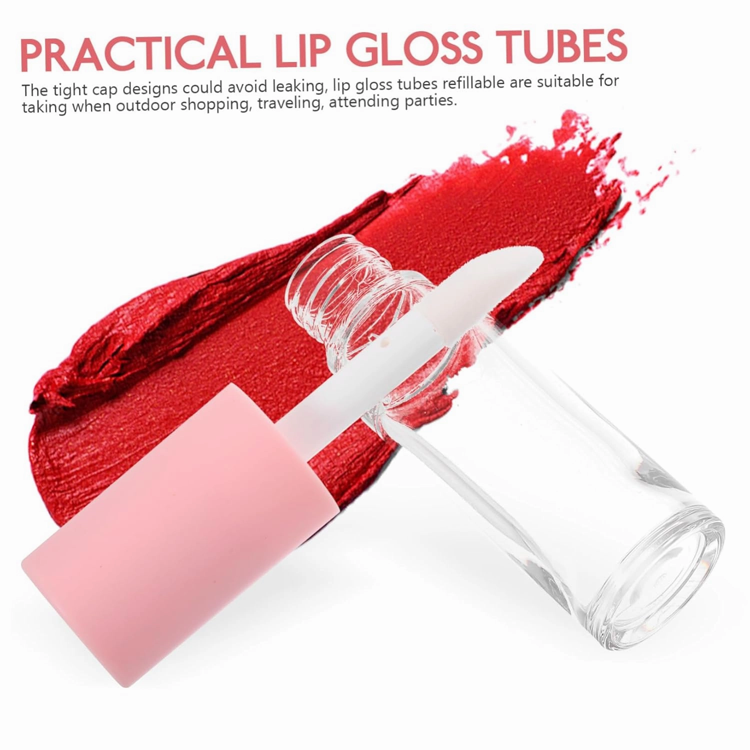 Hemoton Safe Material 15pcs Empty Lip Gloss Containers Wands Refillable Lip Gloss Tubes