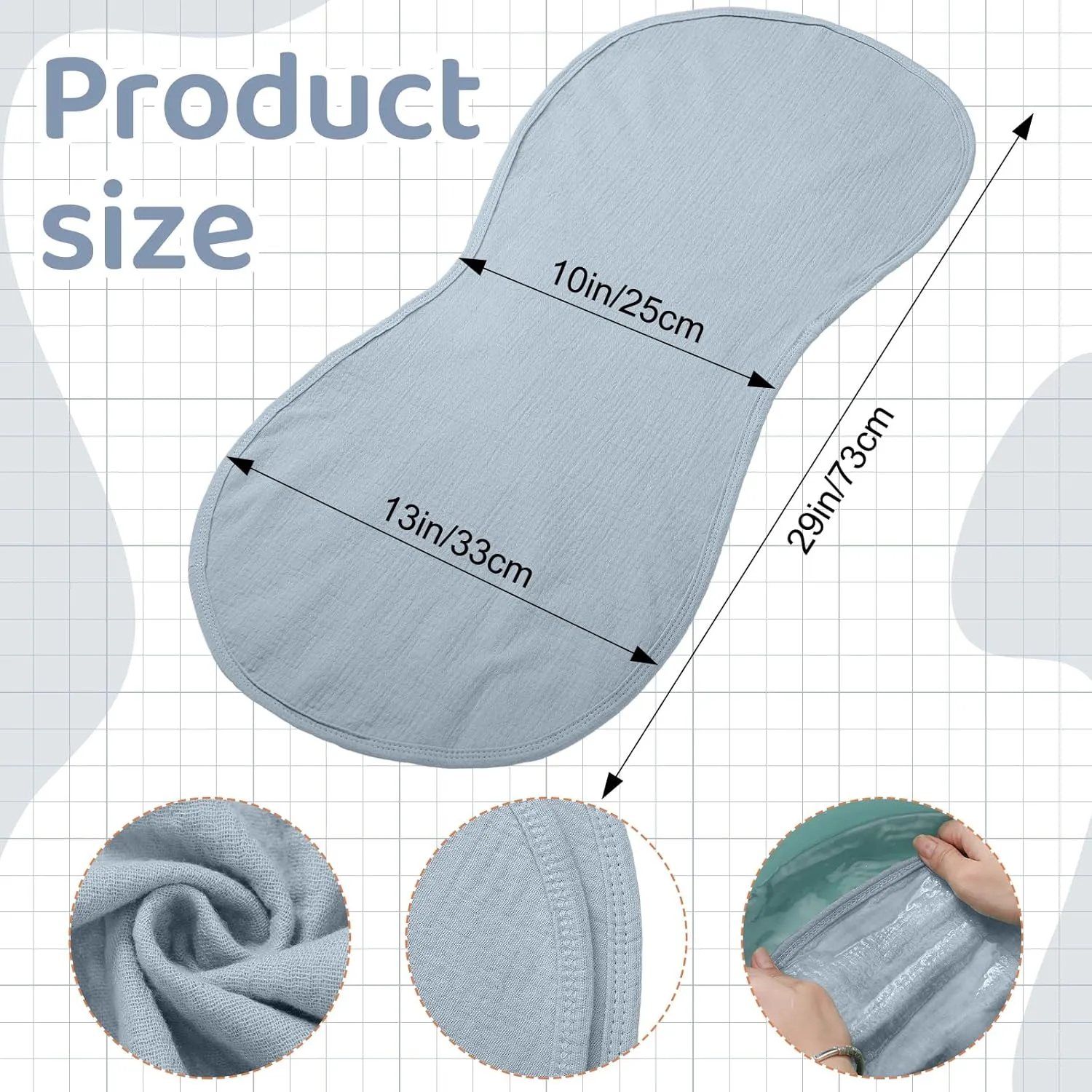 Hhahafelt 3 Pcs Changing Pad Liners Fits in Peanut Shape Changing Pad Waterproof Diaper Changin Mats Organic Cotton Peanut Mats are Warm on a Baby's Back, Washable Reusable(Elegant Style)